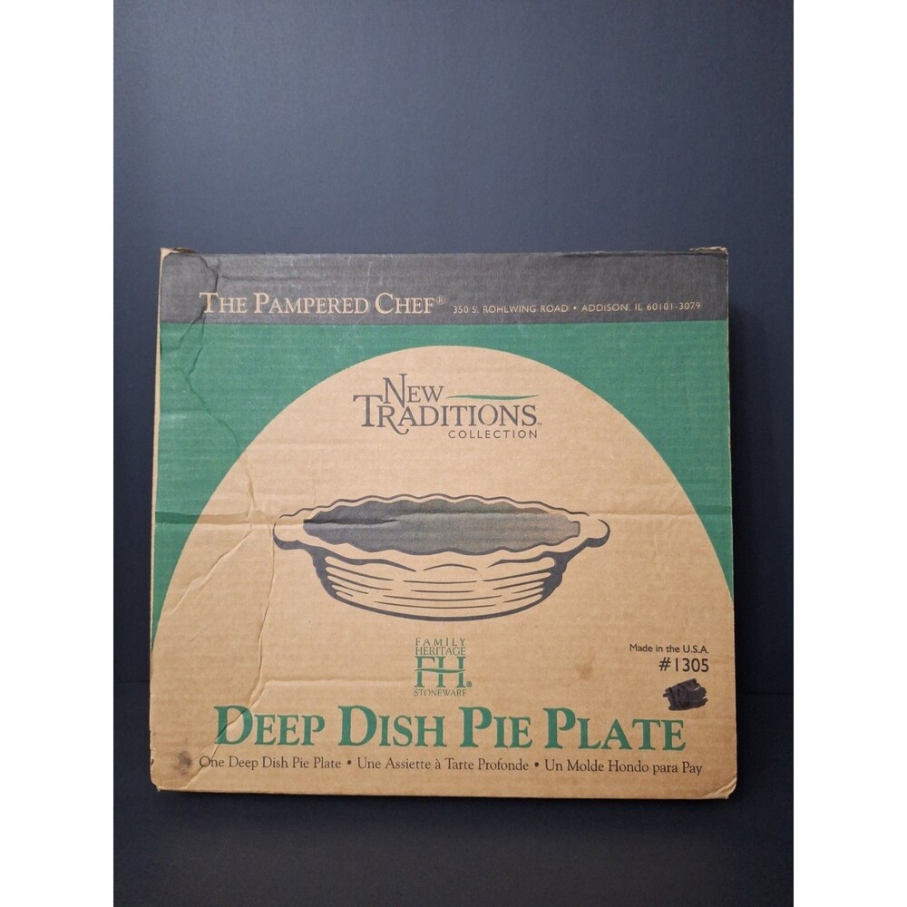 Pampered Chef Deep Dish Pie Plate #1305 Scalloped Edge New Traditions Vintage